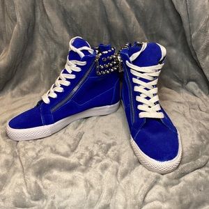 Betsey Johnson, Women’s, Blue Suede, High Tops, Studded, Size 5
